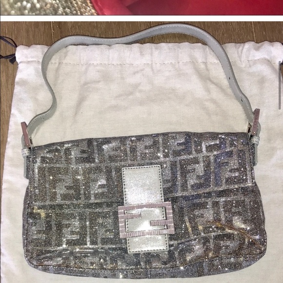 ISO VINTAGE FENDI ZUCCA baguette metallic silver glitter - Picture 3 of 3